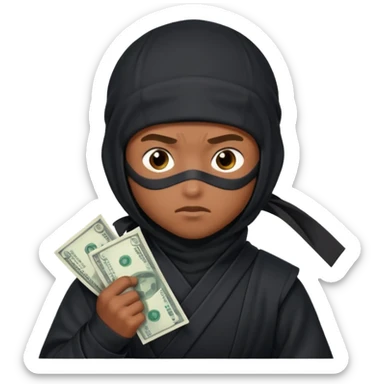 Niño ninja con dinero sticker