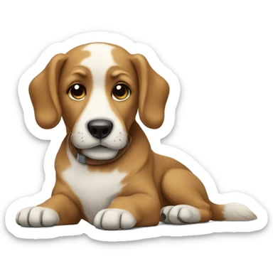 a dog with a macbook sticker