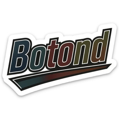 Botond name in masculine, modern gradient font with dark contour and thin white edging, dynamic slanted underline, masculine color shades (blue, gray, burgundy, green, brown), 1000x1000 px, PNG, transparent background, in the style of the uploaded Attila sample sticker