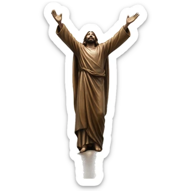 christ reaching up to sky flying bronze sticker