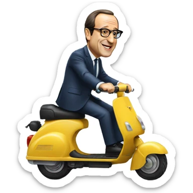 francois hollande en scooter allant à l'administration sticker