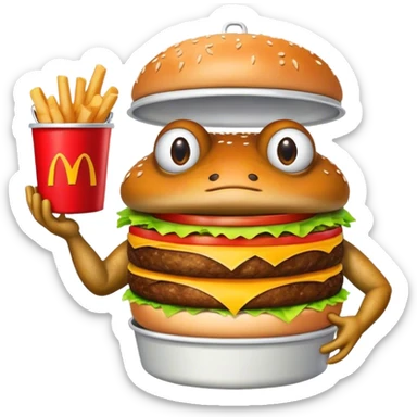 bufo offering a bucket of mcd burger sticker