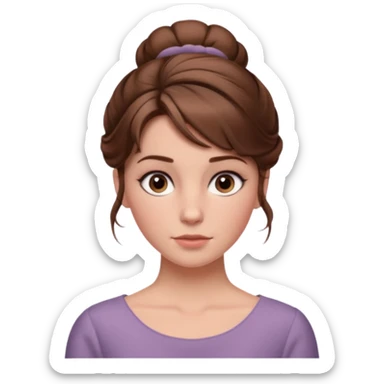 Cinematic Emma Darcy Realistic Portrait, depicted with lifelike skin texture, subtle rosy undertones, and soft natural lighting that enhances the gentle contours of her face. Her intricately detailed brown hair is elegantly styled in an updo, sticker