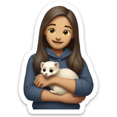 girl holding a ferret sticker