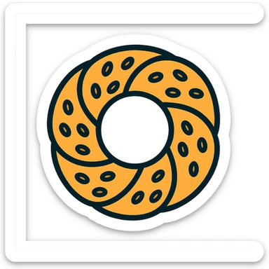 a simit, the Turkish sesame bagel, minimal flat icon style sticker