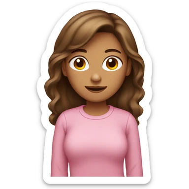 tan girl with brown hair and pink sweater  sticker