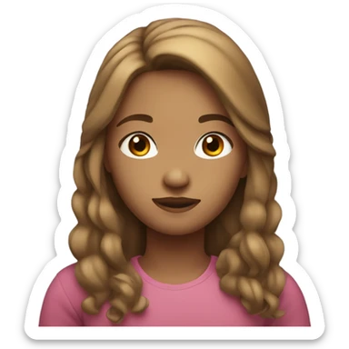 Girl with half up half down hair, with light brown hair, and brown eyes sticker