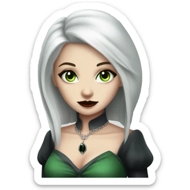 white hair vampire girl green grey eyes vampire dress and necklace sticker