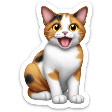calico cat sticking its tongue out sticker