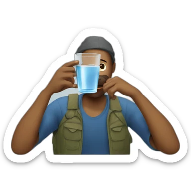 homeless drinking a glass of water sticker