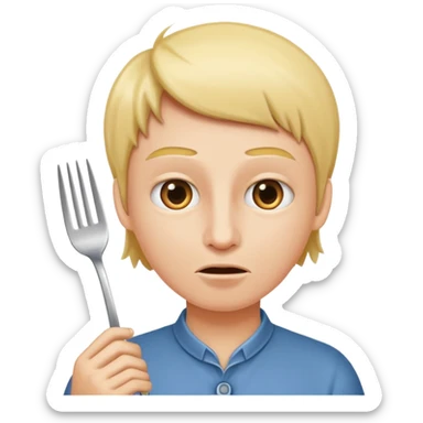 long fork being shoved in nostril sticker