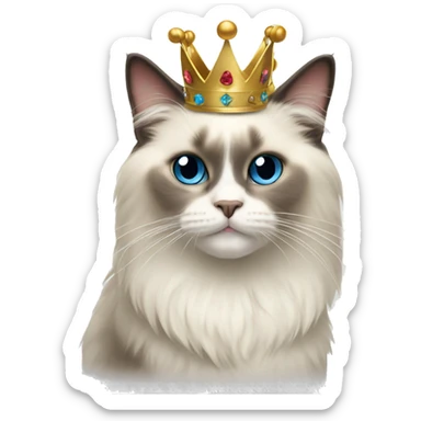 Ragdoll cat with crown sticker