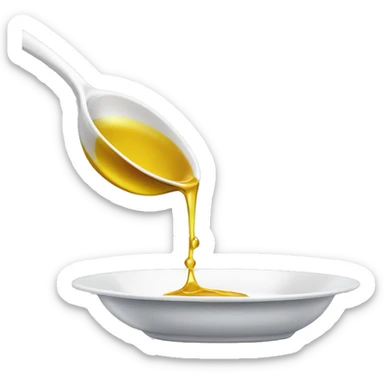 pouring oil from a spoon, dressing a plate, no plate sticker
