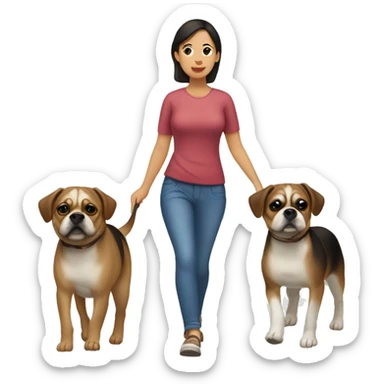 Mid 30s filipina walking two pugaliers sticker