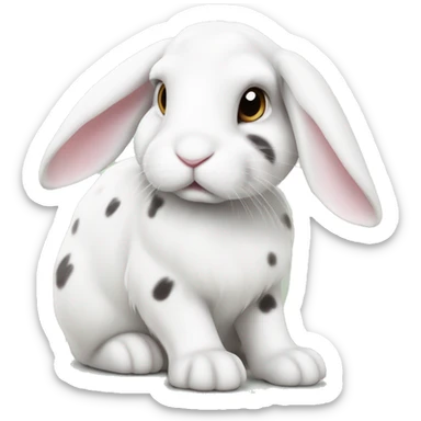 small lop eared white rabbit with spots sticker
