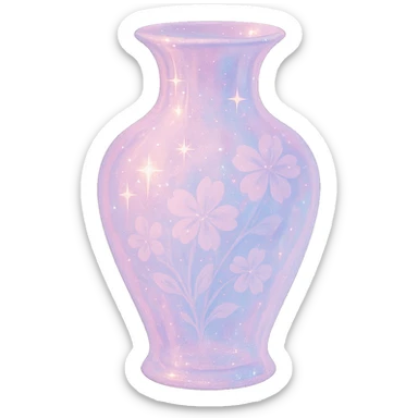 sparkly pastel flower vase sticker