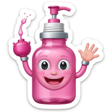 Smiling freaky baby oil bottle pink sticker