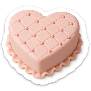 heart-shaped fondant cake with quilted pattern sticker
