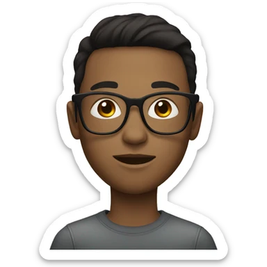 young person with glasses on, dark hair, fair skin sticker