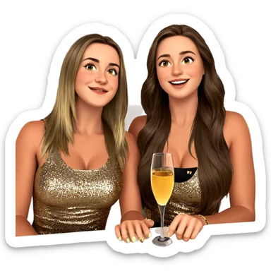 girls enjoying champagne together sticker