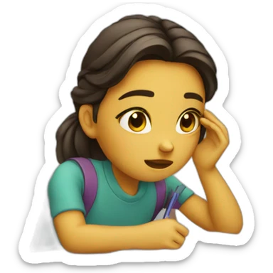 girl studying and crying sticker