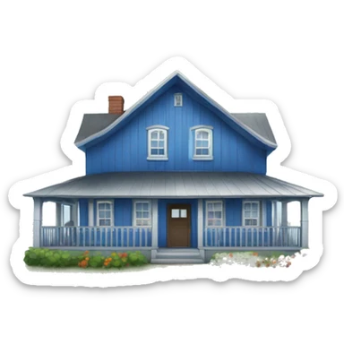 Blue & silver colored Farm house.  sticker
