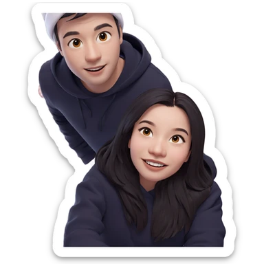 festive couple by christmas tree sticker