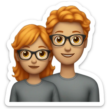 Mother in glasses with little boy orange hair sticker