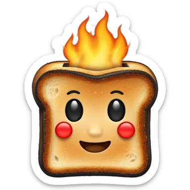 a piece of burning toast sticker