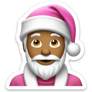 Santa wearing a pink hat sticker