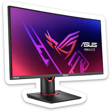 ASUS ROG STRIX XG27UCS, angled view, gaming monitor, RGB accents sticker