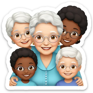 White Grandma with black identical little girls  sticker