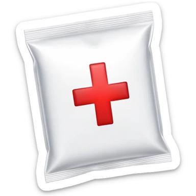 Discreet medical packet for intimate health clinic with small red cross and heart symbol, sealed packet sticker