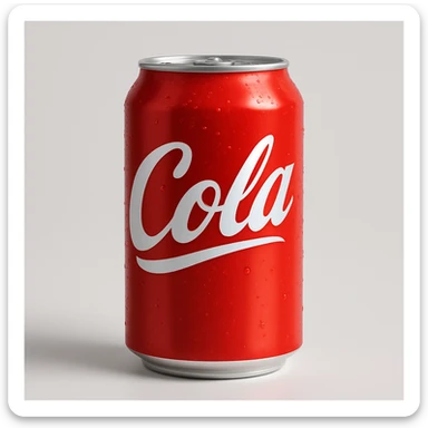 a can of cola with red and white color scheme, modern and realistic style, clear branding, suitable for commercial use sticker