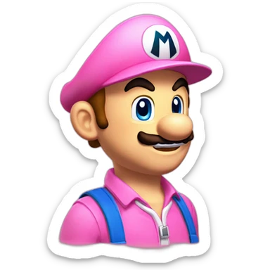 Mario from mariokart coquette pink with bows and kis kart sticker
