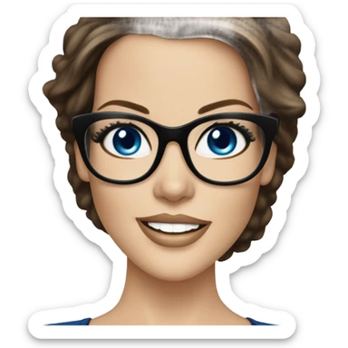 Kate Beckinsale, glasses, blue eyes happy elegant model  sticker