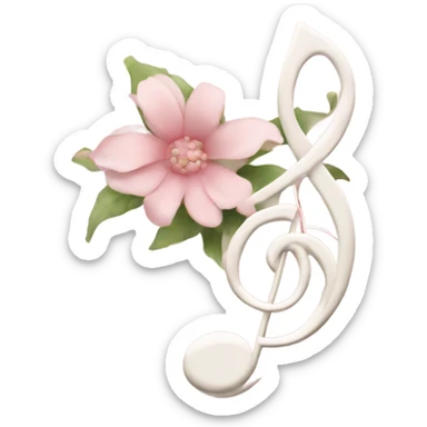 Pale pink music note with pale pink flower  sticker