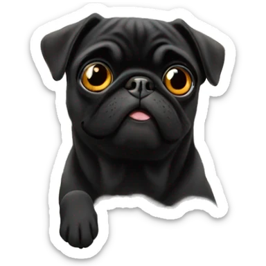 Black pug going to heaven sticker