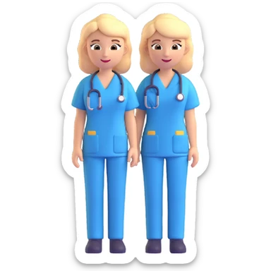 doctor emoji, female, wearing scrubs sticker