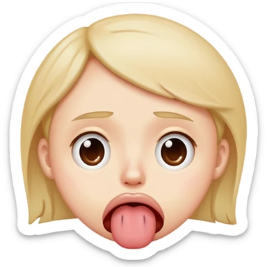 sad face but sticking tongue out sticker