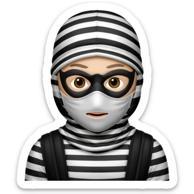 burglar with mask and black white clothes sticker
