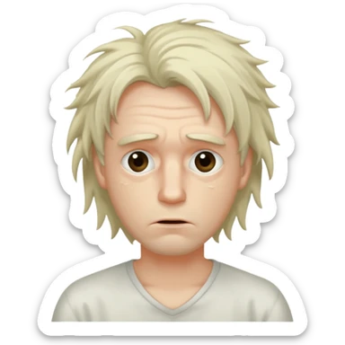 Weak man with disheveled hair sick sticker