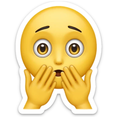 Normal yellow emoji with wide eyes hand covering mouth in shock  sticker