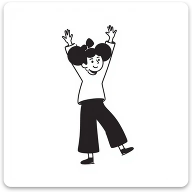 a girl dancing, hand-drawn doodle style sticker