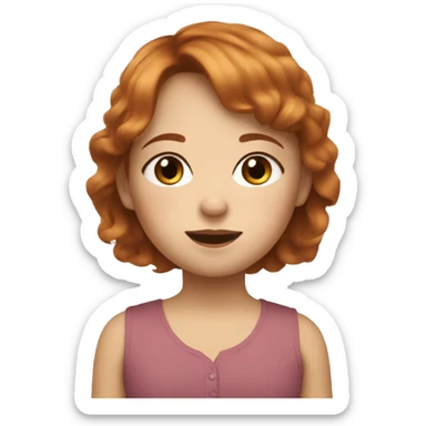 Mom with auburn hair and freckles with toddler girl with blond hair and bangs sticker