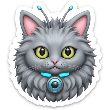 alien cat with an antenna sticker