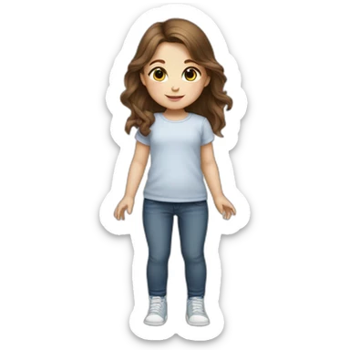 baby girl with brown hair5 and white skin full length sticker