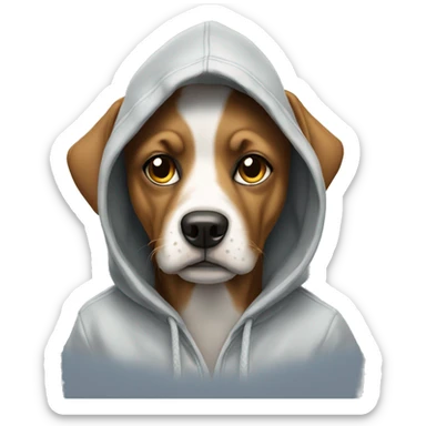 Dog wearing hoodie sticker