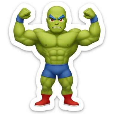the word GOON with each letter designed to look muscular and strong, with rounded, stylized muscle bulges inspired by the green character's limbs sticker