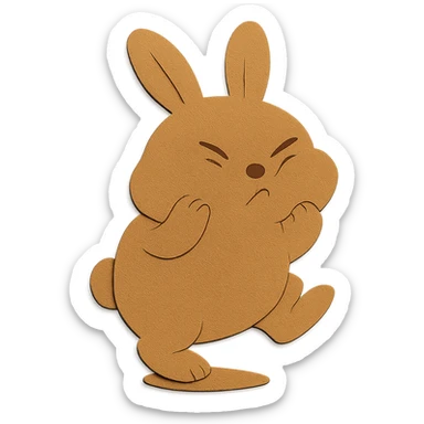 Edit the bunny so both ears have the same characteristic (matching shape, size, and angle), keep the rest unchanged, paper-craft style sticker